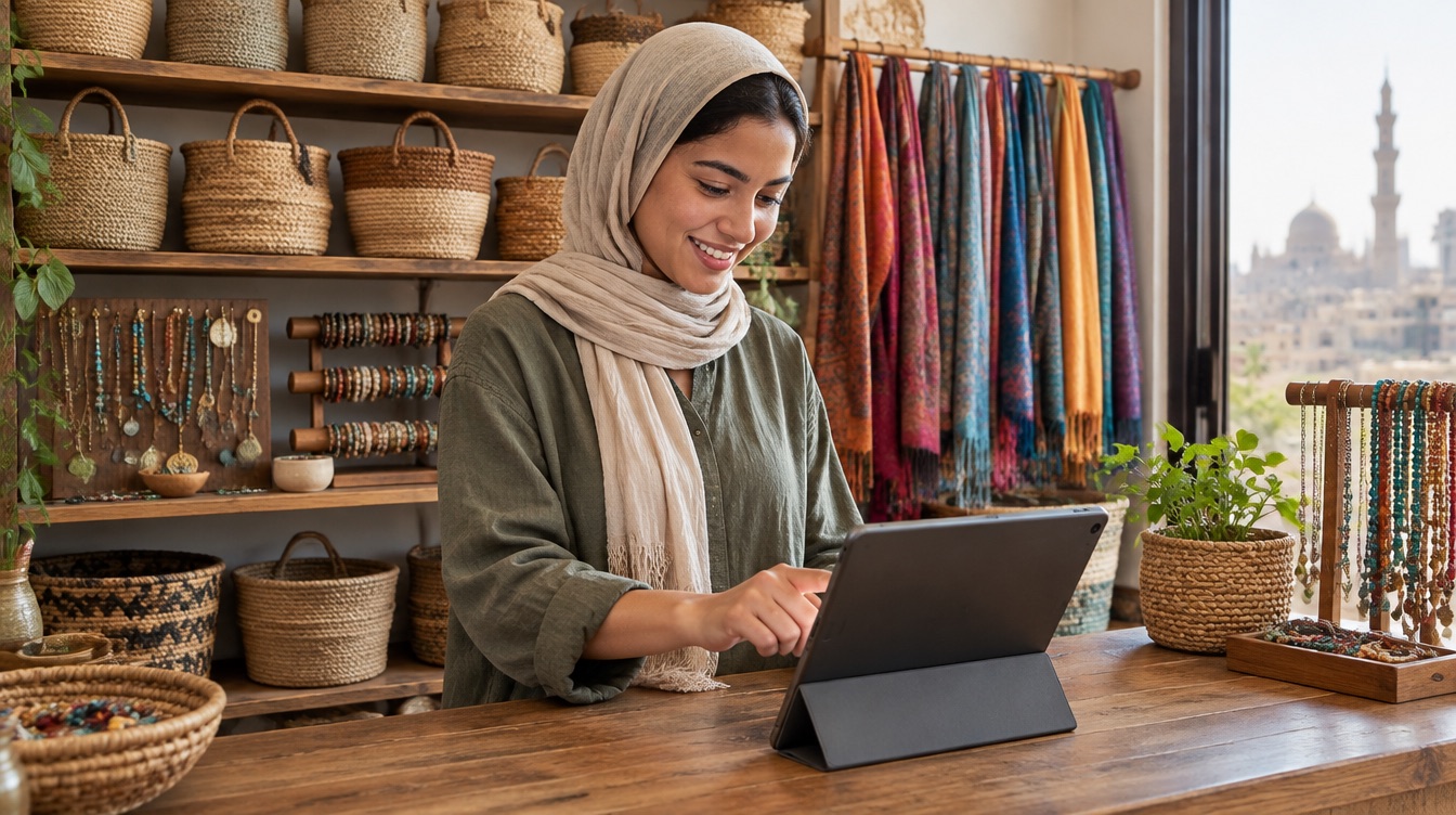 صاحبة محل إكسسوارات في القاهرة تجهّز برنامج الكاشير على تابلت لأول مرة