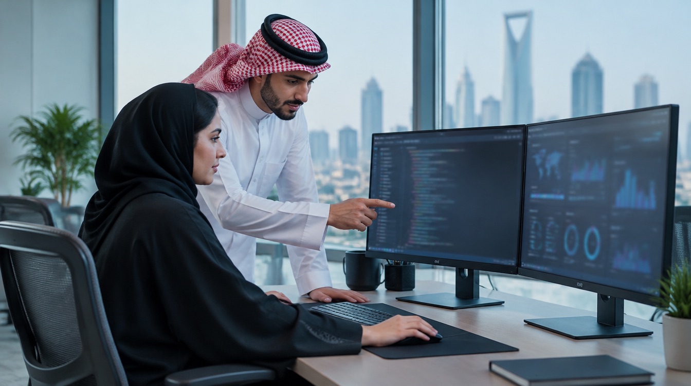 A Saudi IT team connecting a business system
