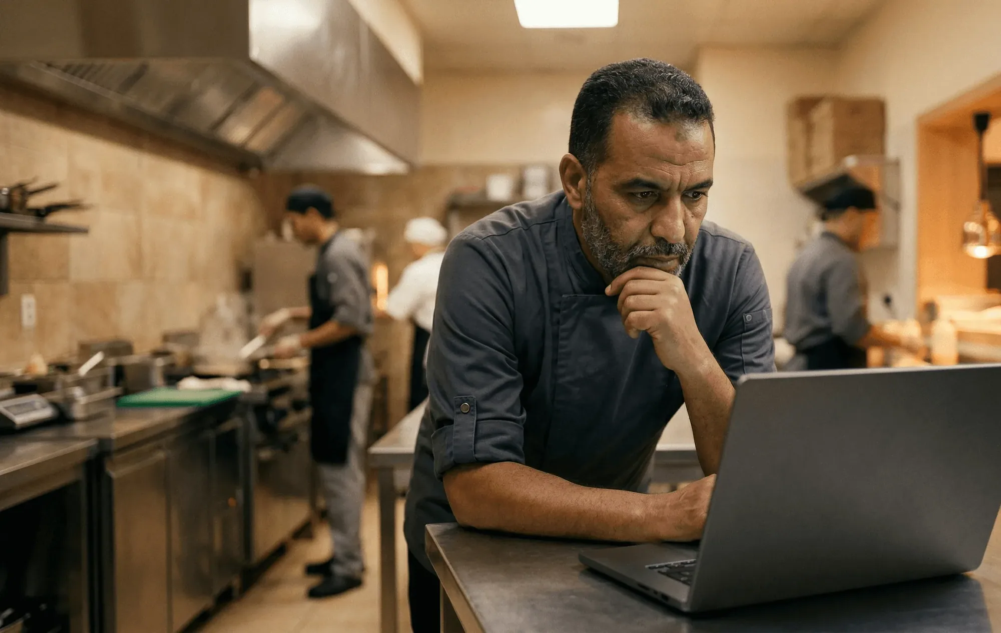 صاحب المطبخ مع فريقه