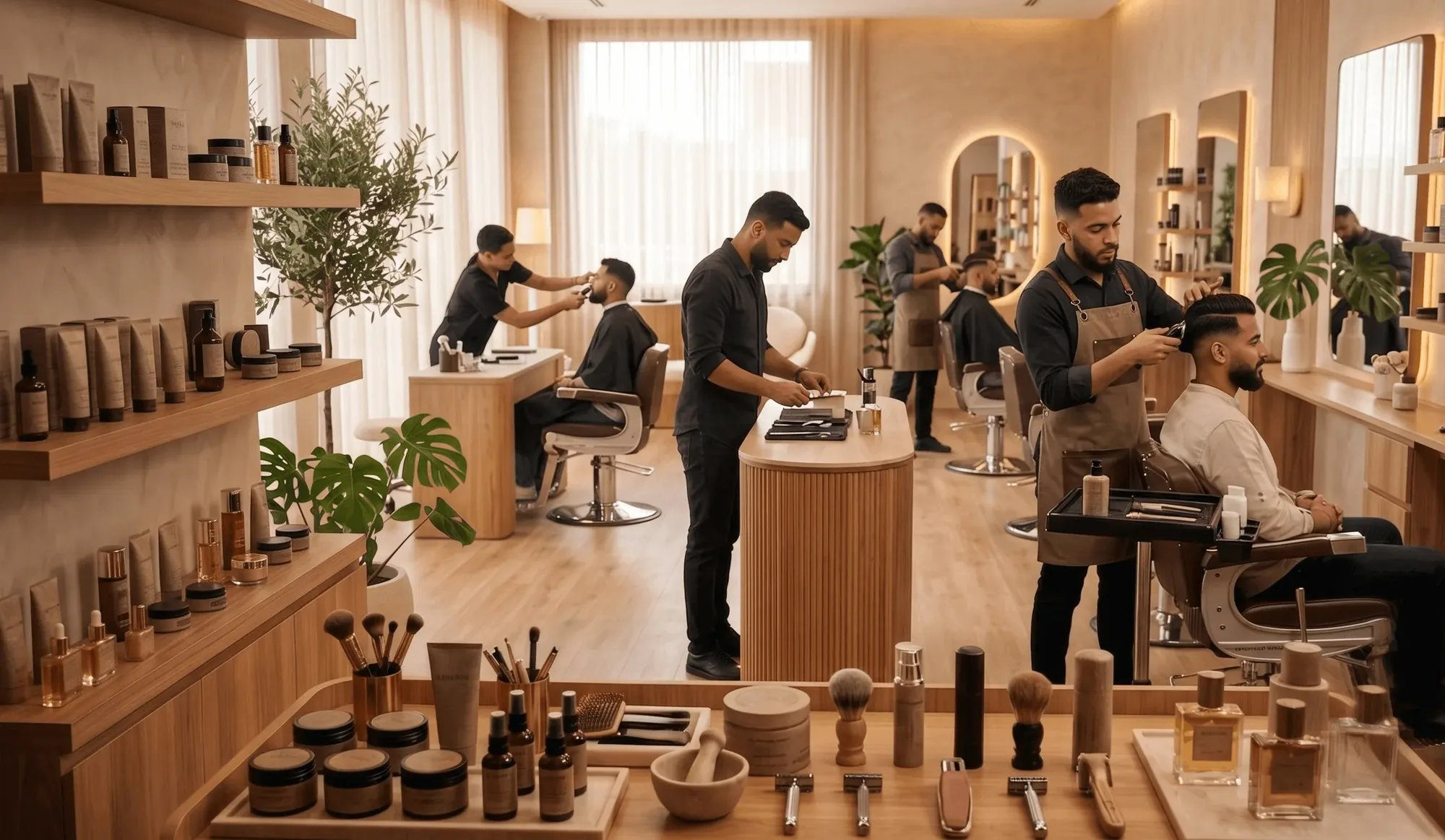 Barber at work at the chair