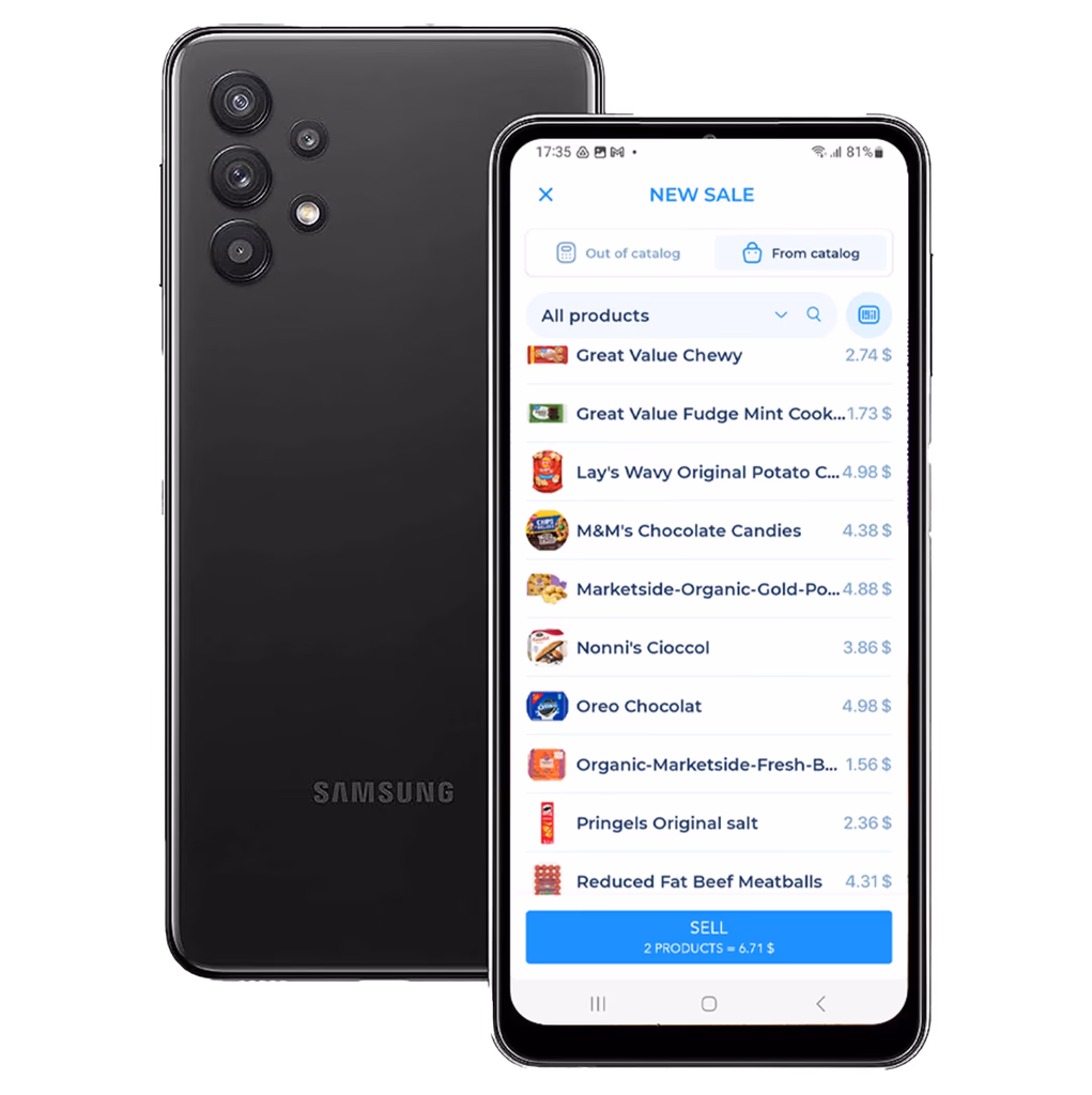 the POS on an Android phone