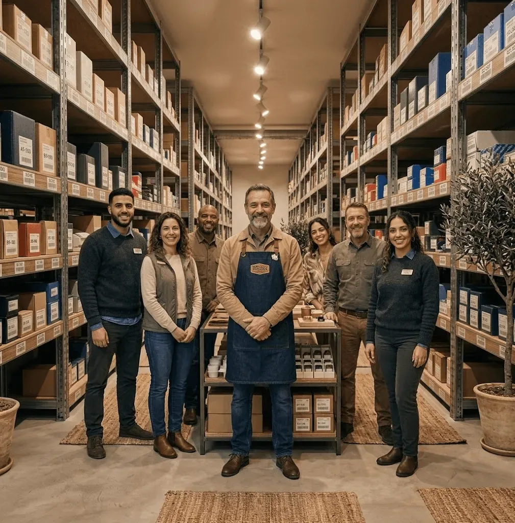 Owner with their team at the depot